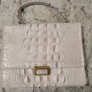VTG Michels - Drew Elegant Off White/Gray Leather Croc-Embossed Women's Handbag